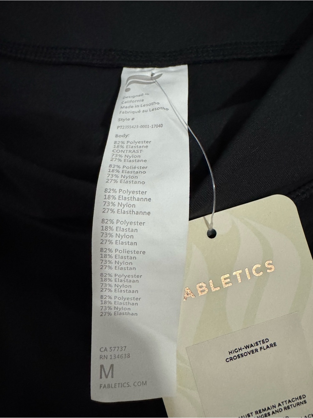 *NWT Fabletics Oasis PureLux High-Waisted Crossover Flare Black Leggings - Picture 7 of 12